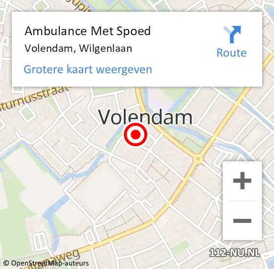 Locatie op kaart van de 112 melding: Ambulance Met Spoed Naar Volendam, Wilgenlaan op 11 augustus 2023 21:33