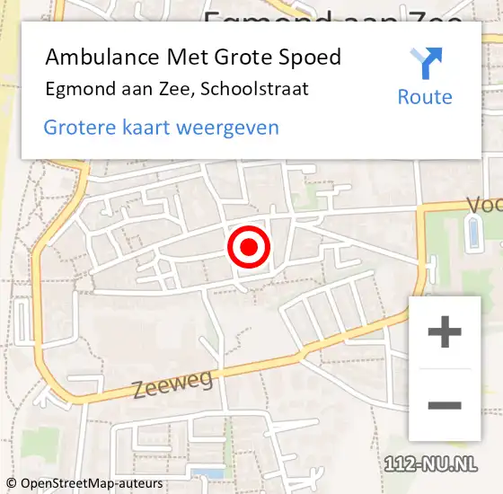 Locatie op kaart van de 112 melding: Ambulance Met Grote Spoed Naar Egmond aan Zee, Schoolstraat op 11 augustus 2023 23:13