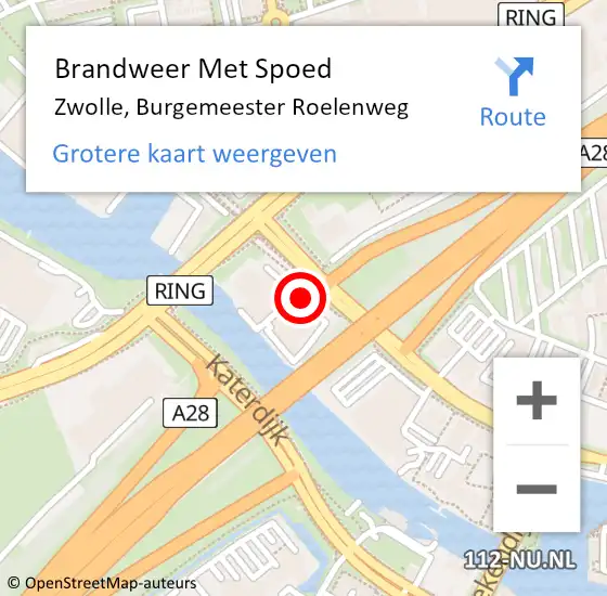 Locatie op kaart van de 112 melding: Brandweer Met Spoed Naar Zwolle, Burgemeester Roelenweg op 11 augustus 2023 23:35