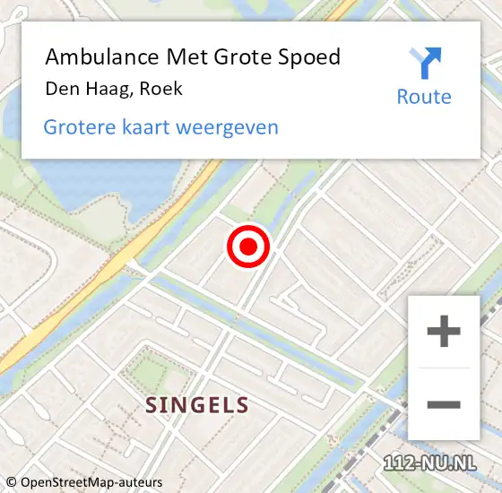 Locatie op kaart van de 112 melding: Ambulance Met Grote Spoed Naar Den Haag, Roek op 12 augustus 2023 00:12