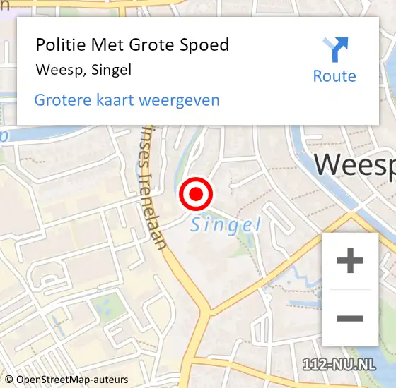 Locatie op kaart van de 112 melding: Politie Met Grote Spoed Naar Weesp, Singel op 12 augustus 2023 00:15