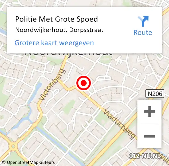 Locatie op kaart van de 112 melding: Politie Met Grote Spoed Naar Noordwijkerhout, Dorpsstraat op 12 augustus 2023 00:19