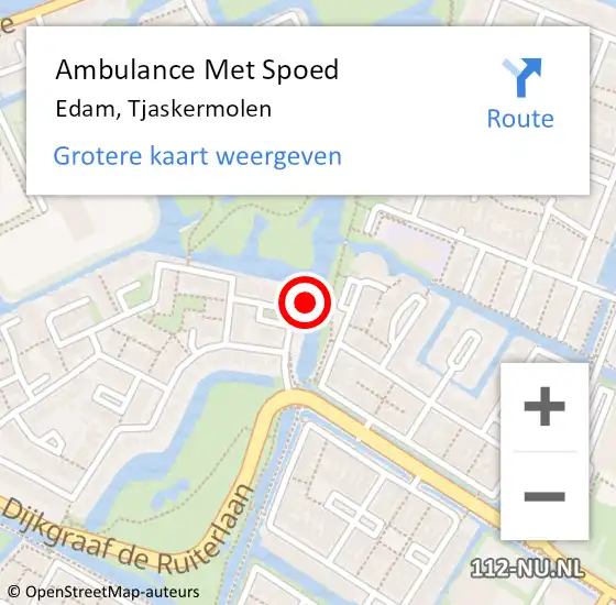 Locatie op kaart van de 112 melding: Ambulance Met Spoed Naar Edam, Tjaskermolen op 12 augustus 2023 00:50