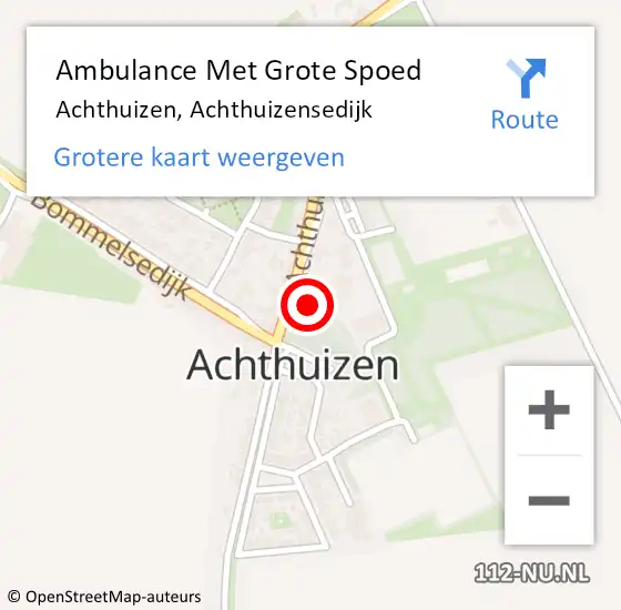 Locatie op kaart van de 112 melding: Ambulance Met Grote Spoed Naar Achthuizen, Achthuizensedijk op 12 augustus 2023 02:20