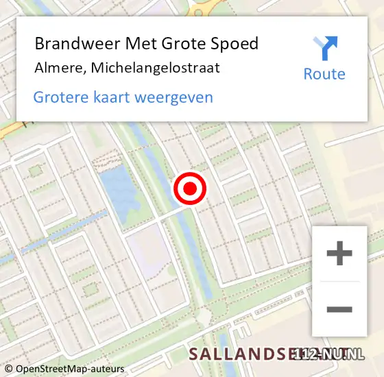 Locatie op kaart van de 112 melding: Brandweer Met Grote Spoed Naar Almere, Michelangelostraat op 12 augustus 2023 03:07