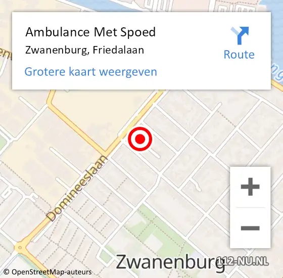 Locatie op kaart van de 112 melding: Ambulance Met Spoed Naar Zwanenburg, Friedalaan op 12 augustus 2023 03:22