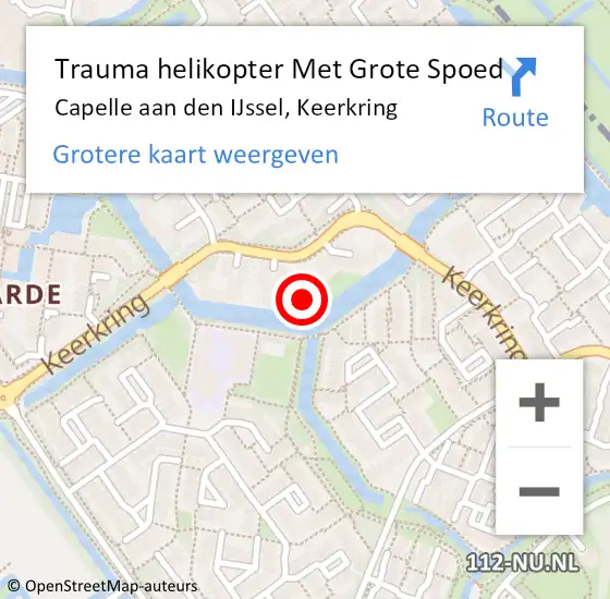 Locatie op kaart van de 112 melding: Trauma helikopter Met Grote Spoed Naar Capelle aan den IJssel, Keerkring op 12 augustus 2023 04:15