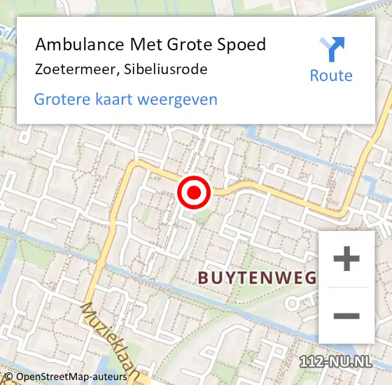 Locatie op kaart van de 112 melding: Ambulance Met Grote Spoed Naar Zoetermeer, Sibeliusrode op 12 augustus 2023 04:26