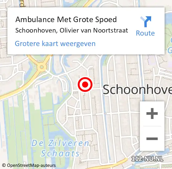 Locatie op kaart van de 112 melding: Ambulance Met Grote Spoed Naar Schoonhoven, Olivier van Noortstraat op 12 augustus 2023 04:26