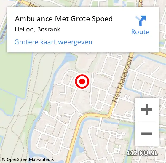 Locatie op kaart van de 112 melding: Ambulance Met Grote Spoed Naar Heiloo, Bosrank op 12 augustus 2023 04:51
