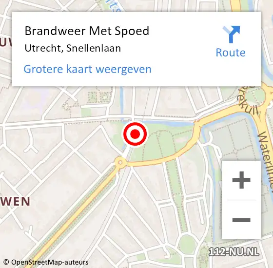 Locatie op kaart van de 112 melding: Brandweer Met Spoed Naar Utrecht, Snellenlaan op 12 augustus 2023 05:36