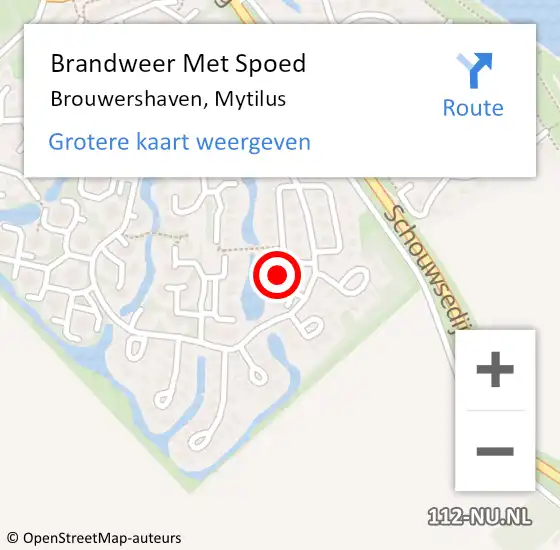 Locatie op kaart van de 112 melding: Brandweer Met Spoed Naar Brouwershaven, Mytilus op 4 september 2014 15:08