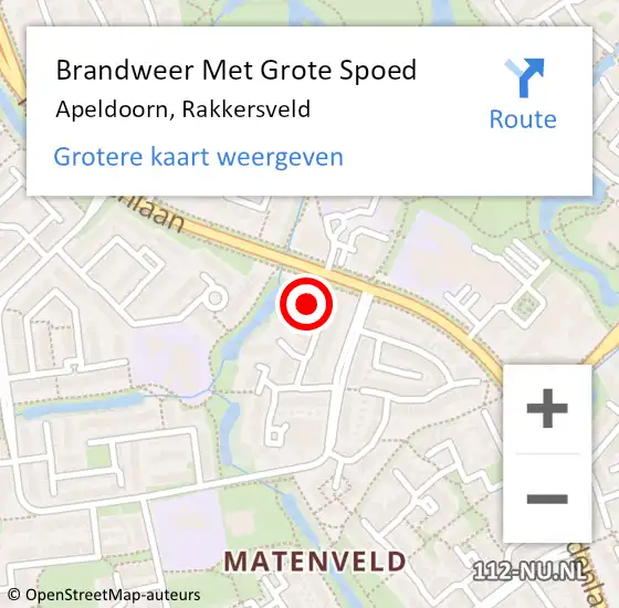 Locatie op kaart van de 112 melding: Brandweer Met Grote Spoed Naar Apeldoorn, Rakkersveld op 12 augustus 2023 06:49