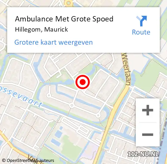 Locatie op kaart van de 112 melding: Ambulance Met Grote Spoed Naar Hillegom, Maurick op 12 augustus 2023 07:20