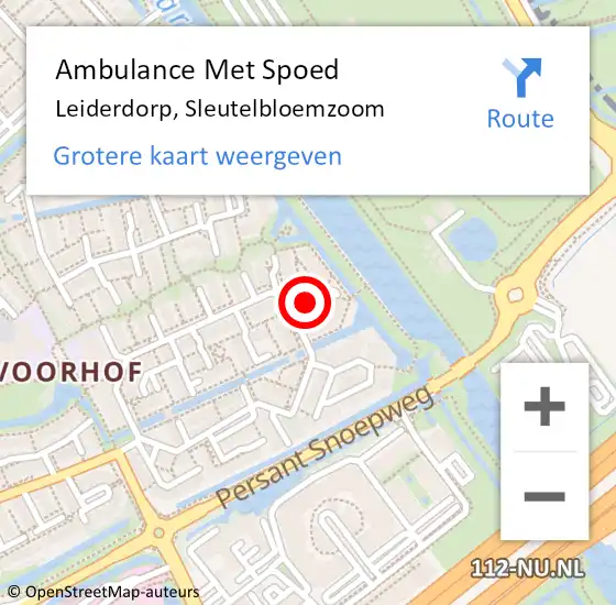 Locatie op kaart van de 112 melding: Ambulance Met Spoed Naar Leiderdorp, Sleutelbloemzoom op 12 augustus 2023 07:31