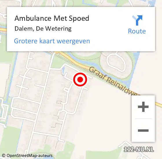 Locatie op kaart van de 112 melding: Ambulance Met Spoed Naar Dalem, De Wetering op 12 augustus 2023 07:35