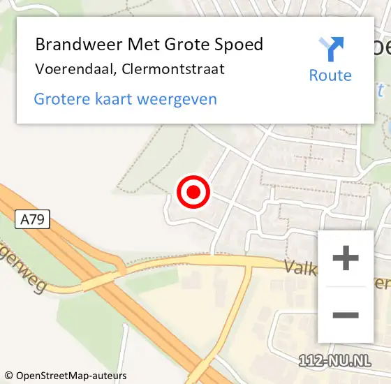 Locatie op kaart van de 112 melding: Brandweer Met Grote Spoed Naar Voerendaal, Clermontstraat op 12 augustus 2023 07:49