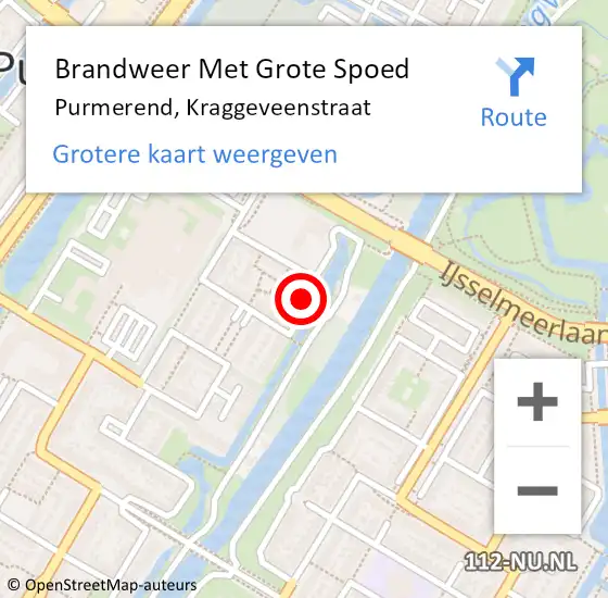 Locatie op kaart van de 112 melding: Brandweer Met Grote Spoed Naar Purmerend, Kraggeveenstraat op 12 augustus 2023 08:31