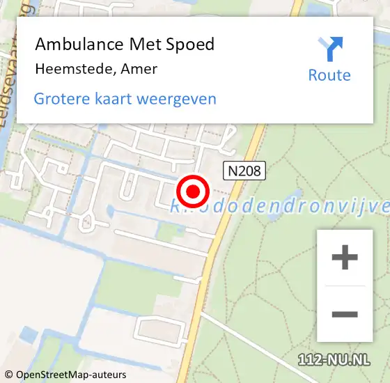 Locatie op kaart van de 112 melding: Ambulance Met Spoed Naar Heemstede, Amer op 12 augustus 2023 08:49