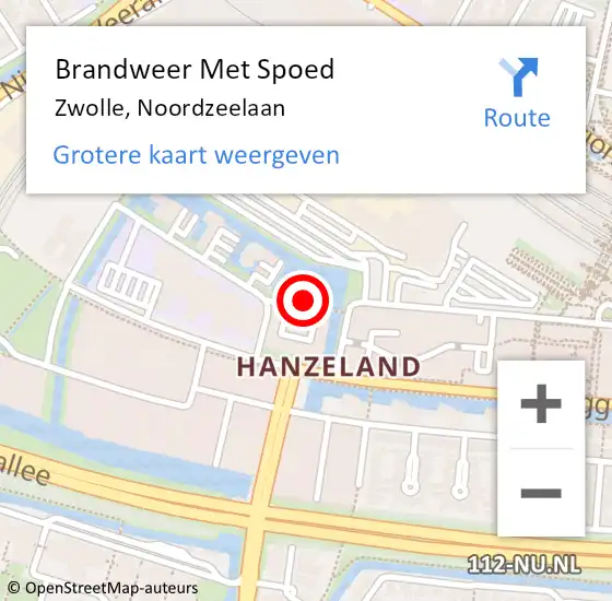 Locatie op kaart van de 112 melding: Brandweer Met Spoed Naar Zwolle, Noordzeelaan op 12 augustus 2023 08:53