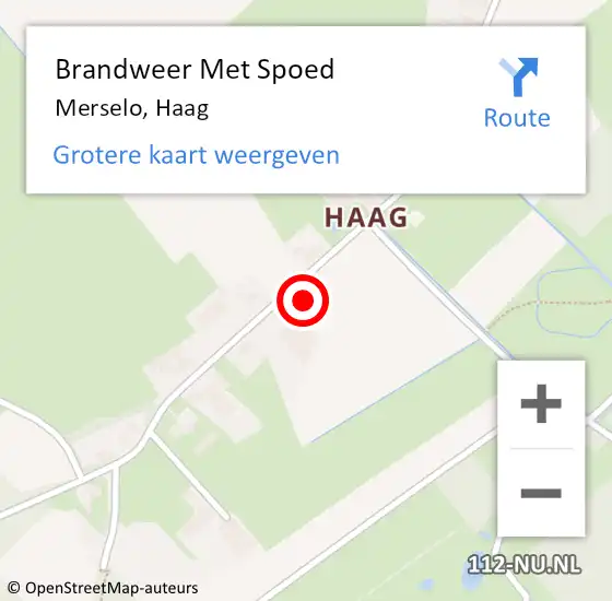 Locatie op kaart van de 112 melding: Brandweer Met Spoed Naar Merselo, Haag op 12 augustus 2023 09:10