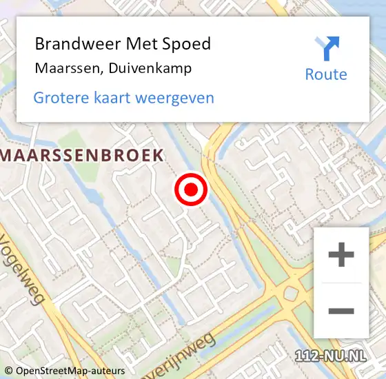 Locatie op kaart van de 112 melding: Brandweer Met Spoed Naar Maarssen, Duivenkamp op 12 augustus 2023 09:25