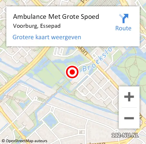 Locatie op kaart van de 112 melding: Ambulance Met Grote Spoed Naar Voorburg, Essepad op 12 augustus 2023 09:31