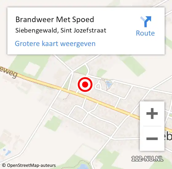 Locatie op kaart van de 112 melding: Brandweer Met Spoed Naar Siebengewald, Sint Jozefstraat op 12 augustus 2023 09:37