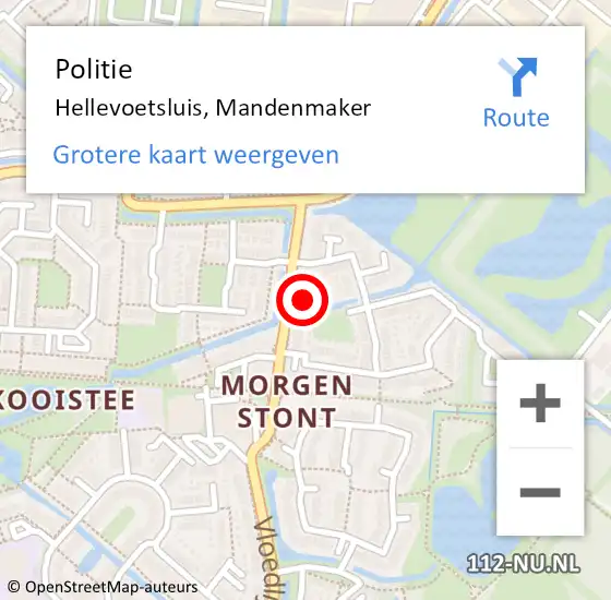 Locatie op kaart van de 112 melding: Politie Hellevoetsluis, Mandenmaker op 12 augustus 2023 10:25