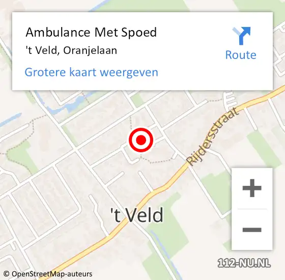 Locatie op kaart van de 112 melding: Ambulance Met Spoed Naar 't Veld, Oranjelaan op 12 augustus 2023 11:11