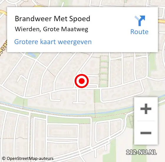 Locatie op kaart van de 112 melding: Brandweer Met Spoed Naar Wierden, Grote Maatweg op 12 augustus 2023 11:12