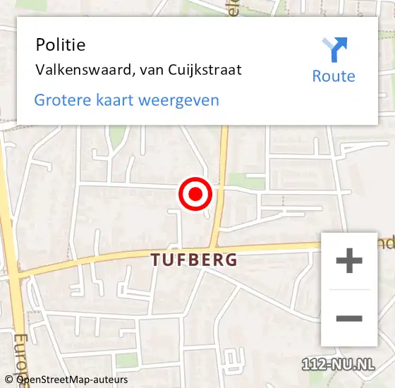 Locatie op kaart van de 112 melding: Politie Valkenswaard, van Cuijkstraat op 12 augustus 2023 11:18