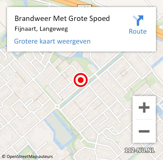 Locatie op kaart van de 112 melding: Brandweer Met Grote Spoed Naar Fijnaart, Langeweg op 12 augustus 2023 11:32