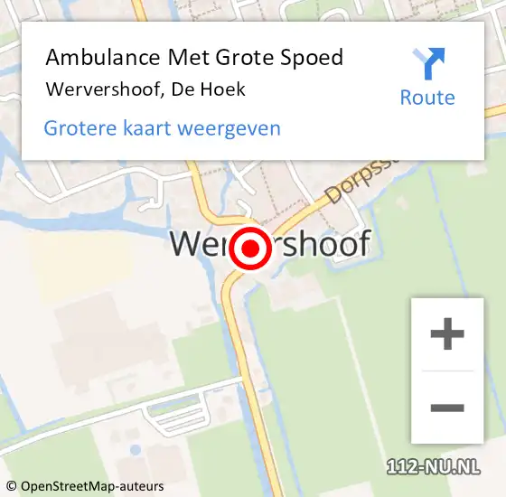 Locatie op kaart van de 112 melding: Ambulance Met Grote Spoed Naar Wervershoof, De Hoek op 12 augustus 2023 11:47