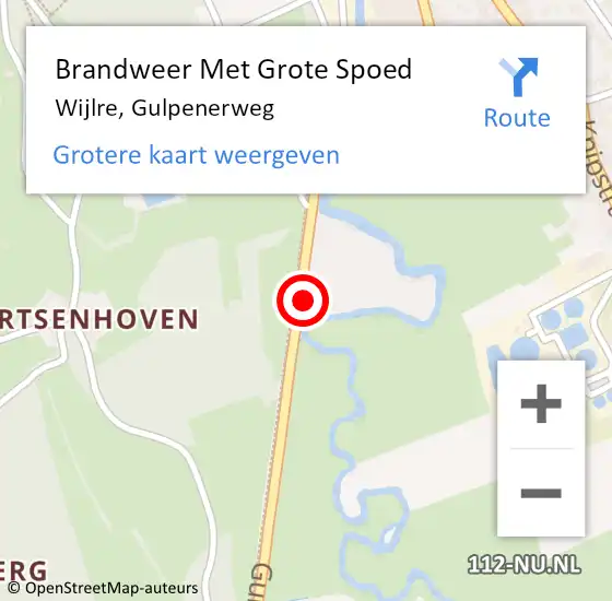 Locatie op kaart van de 112 melding: Brandweer Met Grote Spoed Naar Wijlre, Gulpenerweg op 12 augustus 2023 12:32