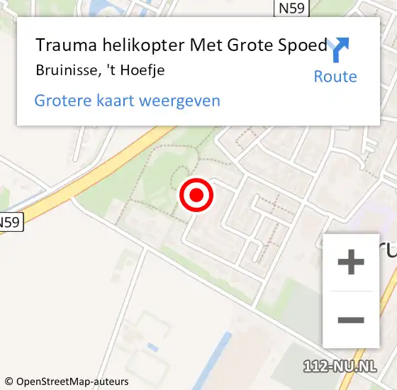 Locatie op kaart van de 112 melding: Trauma helikopter Met Grote Spoed Naar Bruinisse, 't Hoefje op 12 augustus 2023 12:36