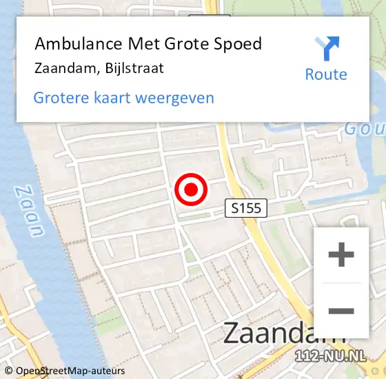 Locatie op kaart van de 112 melding: Ambulance Met Grote Spoed Naar Zaandam, Bijlstraat op 12 augustus 2023 13:05