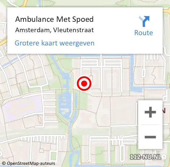 Locatie op kaart van de 112 melding: Ambulance Met Spoed Naar Amsterdam, Vleutenstraat op 12 augustus 2023 13:09