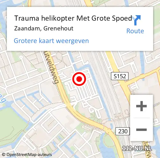 Locatie op kaart van de 112 melding: Trauma helikopter Met Grote Spoed Naar Zaandam, Grenehout op 12 augustus 2023 13:15