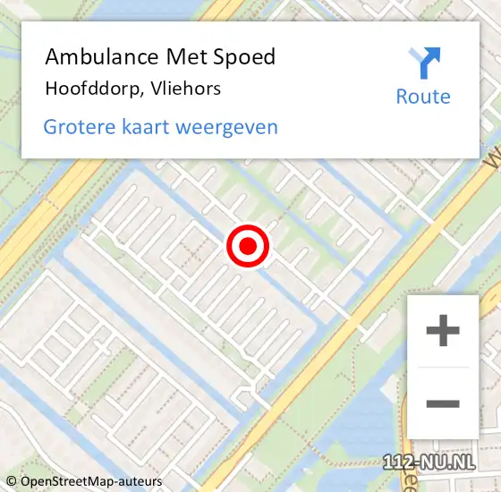 Locatie op kaart van de 112 melding: Ambulance Met Spoed Naar Hoofddorp, Vliehors op 12 augustus 2023 13:15