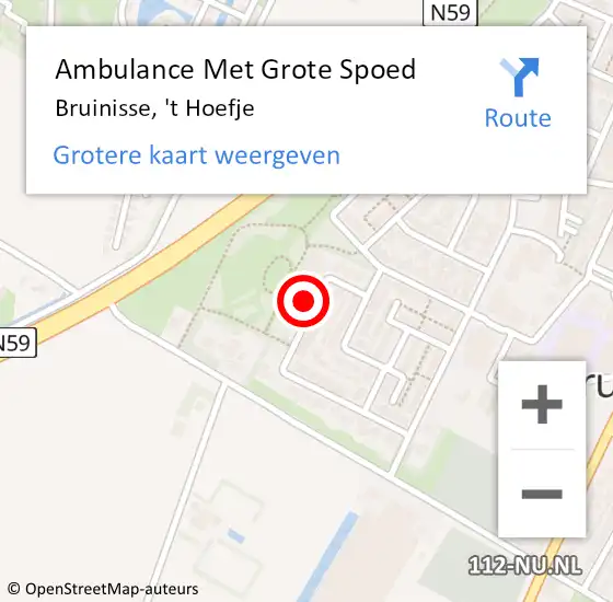 Locatie op kaart van de 112 melding: Ambulance Met Grote Spoed Naar Bruinisse, 't Hoefje op 12 augustus 2023 13:24