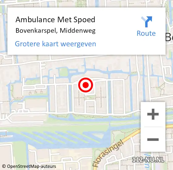 Locatie op kaart van de 112 melding: Ambulance Met Spoed Naar Bovenkarspel, Middenweg op 12 augustus 2023 13:30