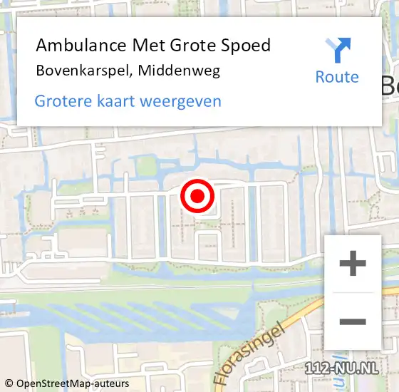 Locatie op kaart van de 112 melding: Ambulance Met Grote Spoed Naar Bovenkarspel, Middenweg op 12 augustus 2023 13:32