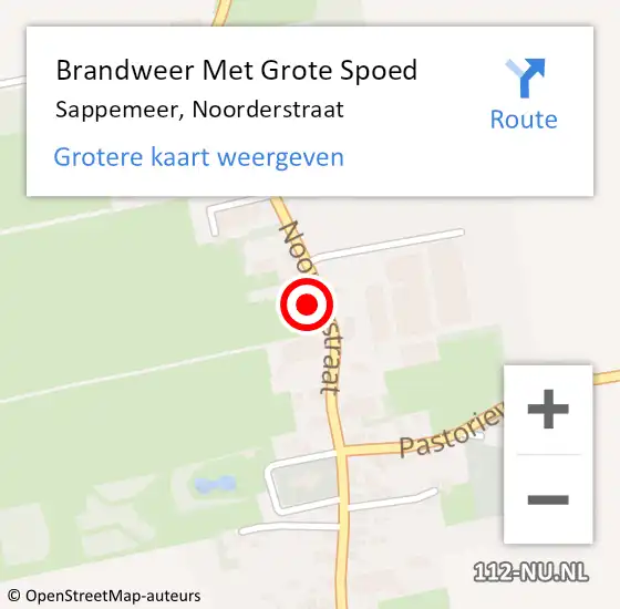 Locatie op kaart van de 112 melding: Brandweer Met Grote Spoed Naar Sappemeer, Noorderstraat op 12 augustus 2023 13:38