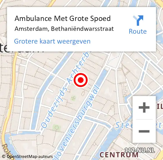 Locatie op kaart van de 112 melding: Ambulance Met Grote Spoed Naar Amsterdam, Bethaniëndwarsstraat op 12 augustus 2023 13:43