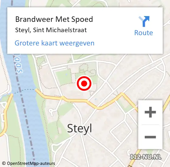 Locatie op kaart van de 112 melding: Brandweer Met Spoed Naar Steyl, Sint Michaelstraat op 12 augustus 2023 13:58