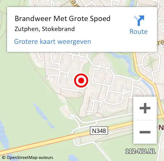 Locatie op kaart van de 112 melding: Brandweer Met Grote Spoed Naar Zutphen, Stokebrand op 12 augustus 2023 13:59