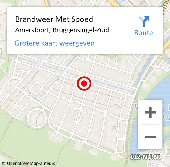 Locatie op kaart van de 112 melding: Brandweer Met Spoed Naar Amersfoort, Bruggensingel-Zuid op 12 augustus 2023 14:06