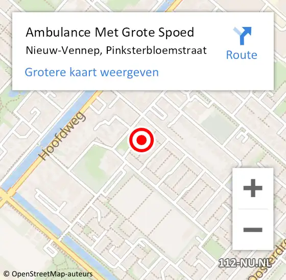 Locatie op kaart van de 112 melding: Ambulance Met Grote Spoed Naar Nieuw-Vennep, Pinksterbloemstraat op 12 augustus 2023 14:08