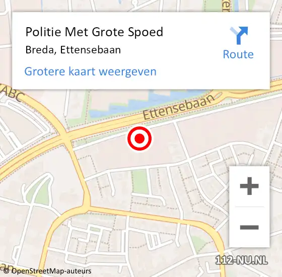 Locatie op kaart van de 112 melding: Politie Met Grote Spoed Naar Breda, Ettensebaan op 12 augustus 2023 14:16